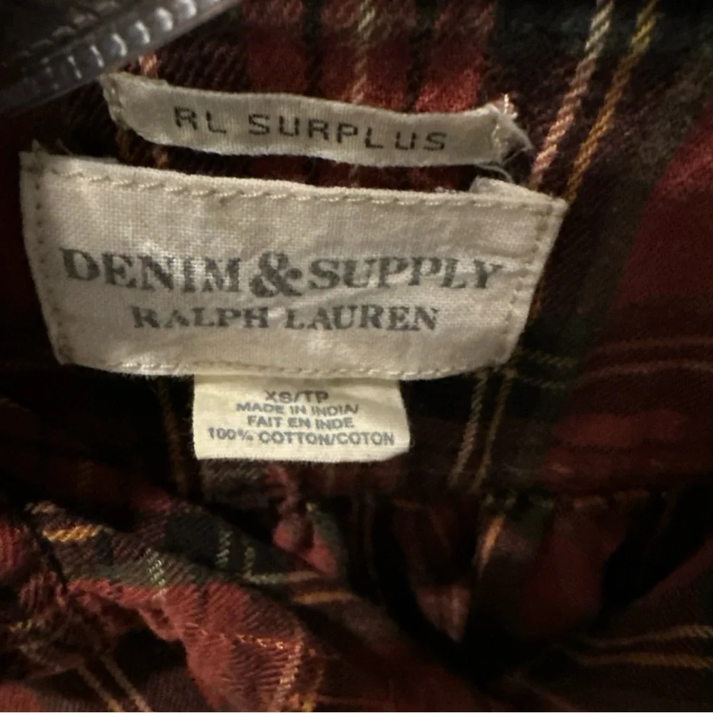 Ralph Lauren Denim & Supply Surplus  Women’s XS Red Plaid Flannel Button Shirt